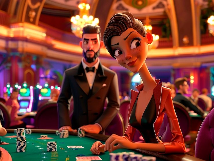 Live-dealer studio showing roulette and blackjack tables